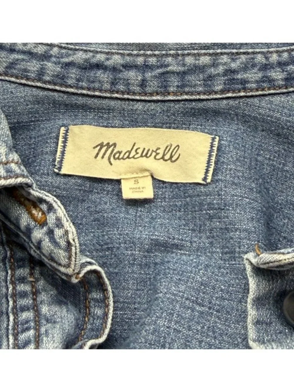 Madewell Womens Denim Oversized Ex-Boyfriend Shirtdress Dress Mini Pocket Size S - Picture 9 of 13